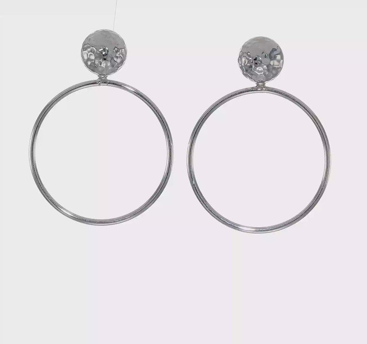 Sterling Silver Dangle Hoop Post Earrings