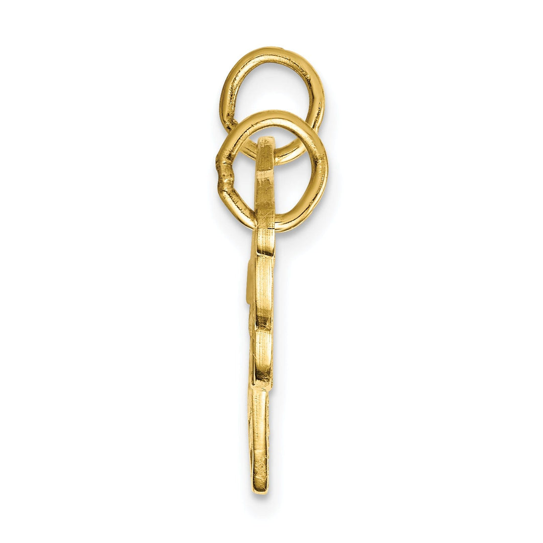 Solid 10k Yellow Gold Heart and Key Pendant