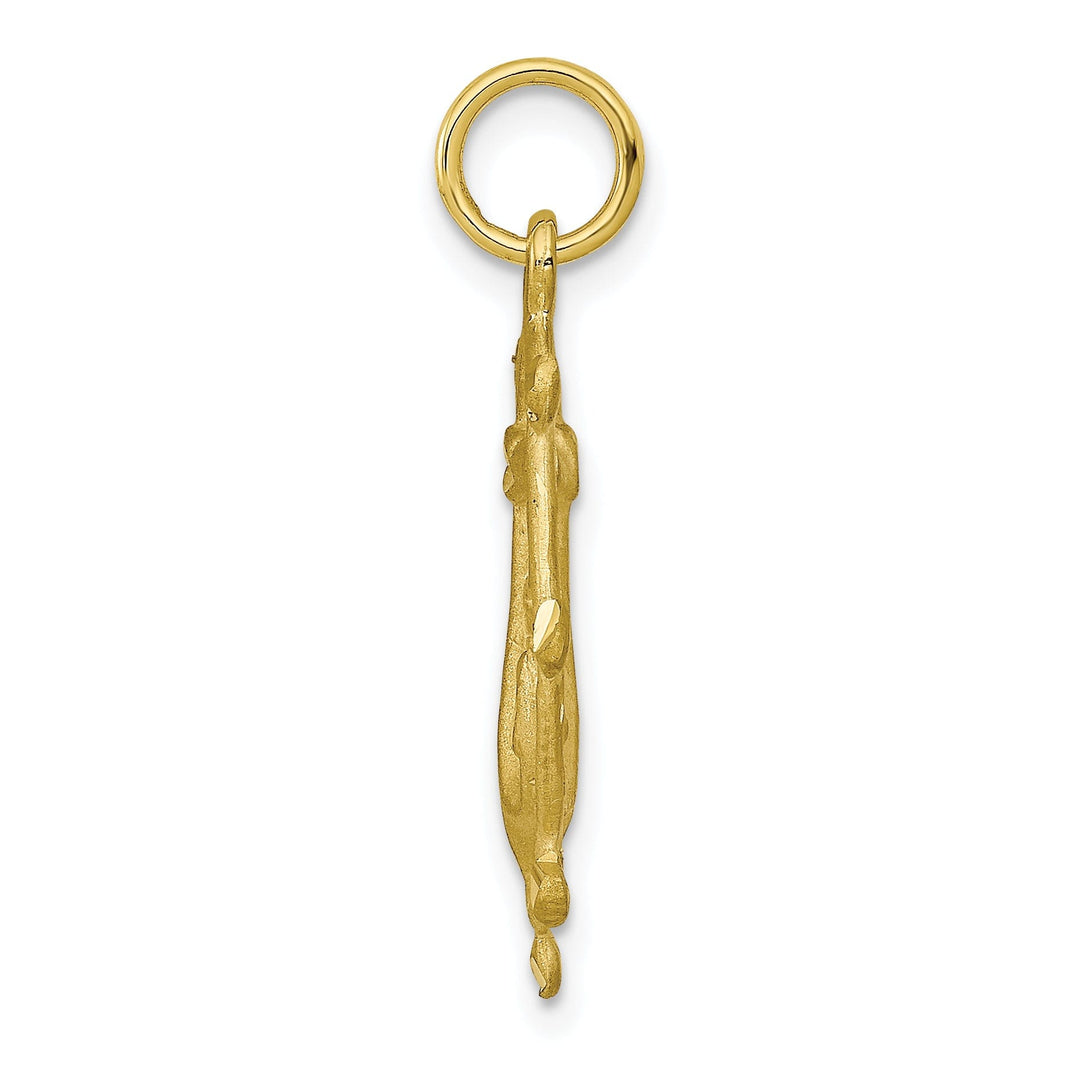 Solid 10k Yellow Gold Anchor In A Wheel Pendant