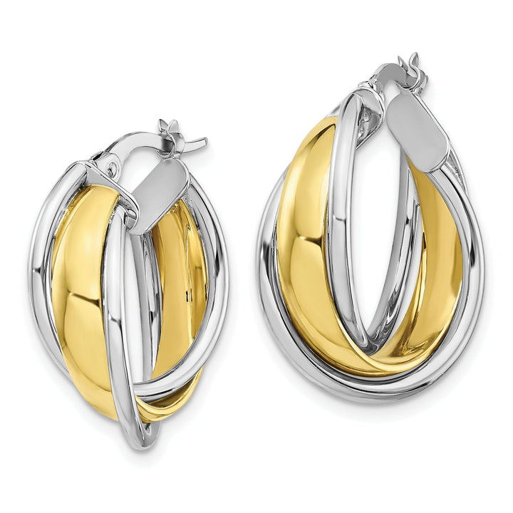 Leslie 10K Two Tone Gold Polished Hoop Earrings