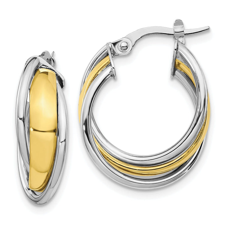 Leslie 10K Two Tone Gold Polished Hoop Earrings