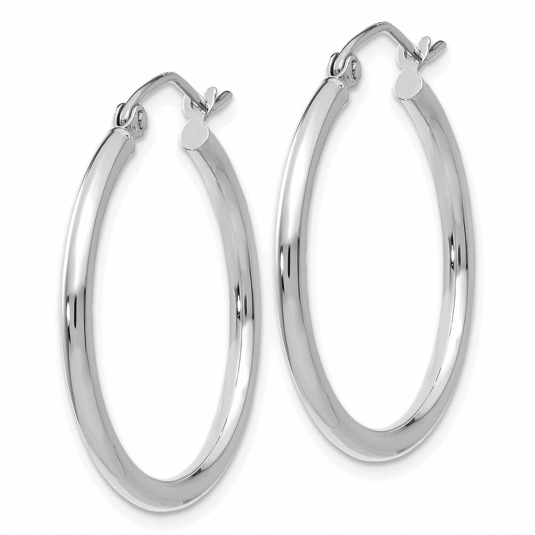 10k White Gold Polished 2MM Classic Hoop Earrings