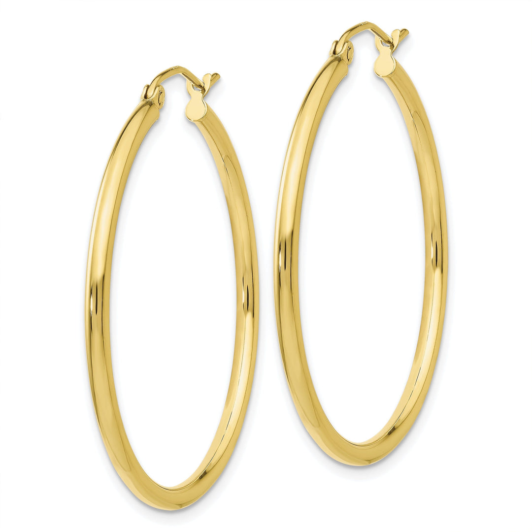 Gold Polished 2MM Round Classic Hoop Earrings