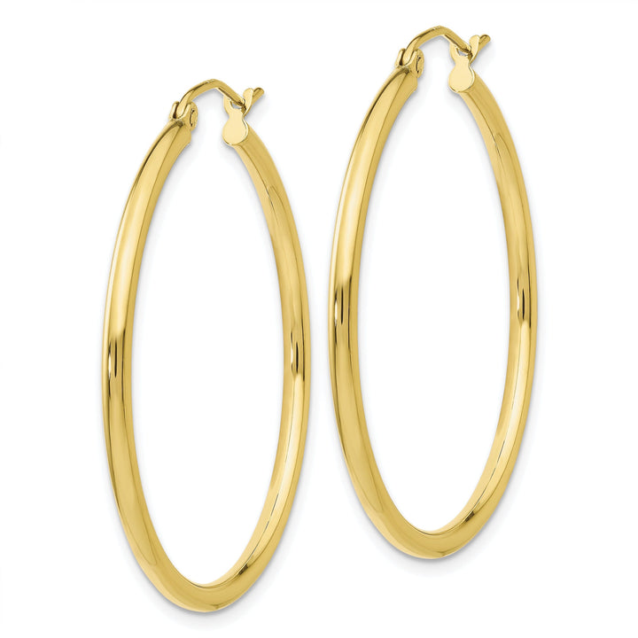Gold Polished 2MM Round Classic Hoop Earrings