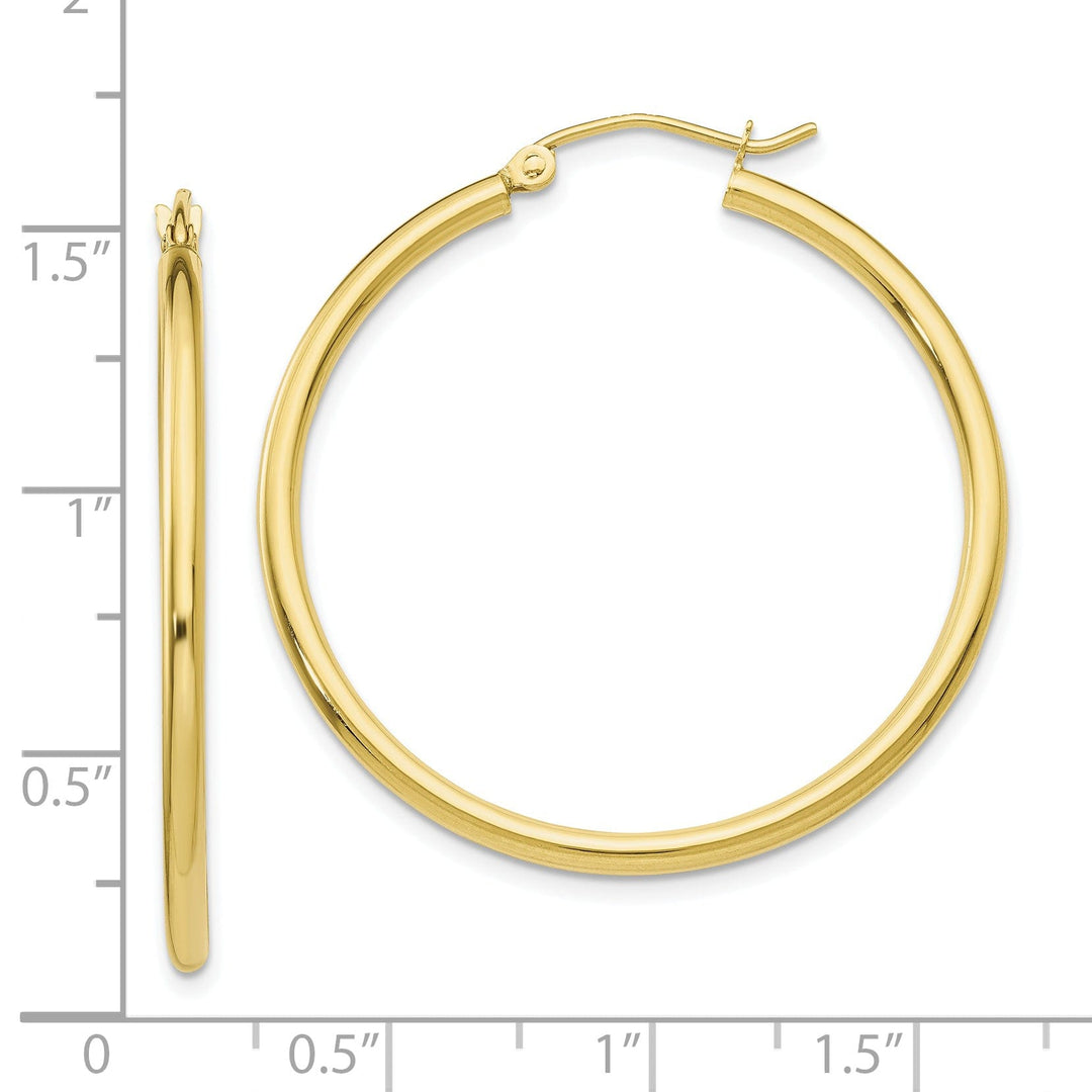 Gold Polished 2MM Round Classic Hoop Earrings