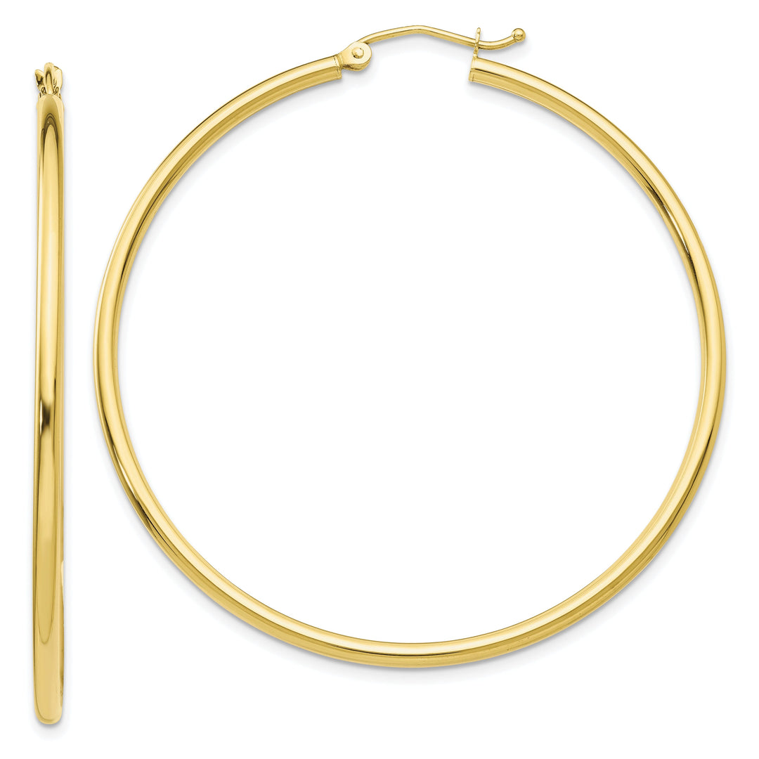 Gold Polished 2MM Round Classic Hoop Earrings