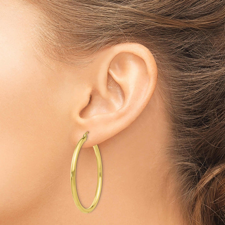 10k Yellow Gold Polished 2.5MM Hollow Hoop Earring