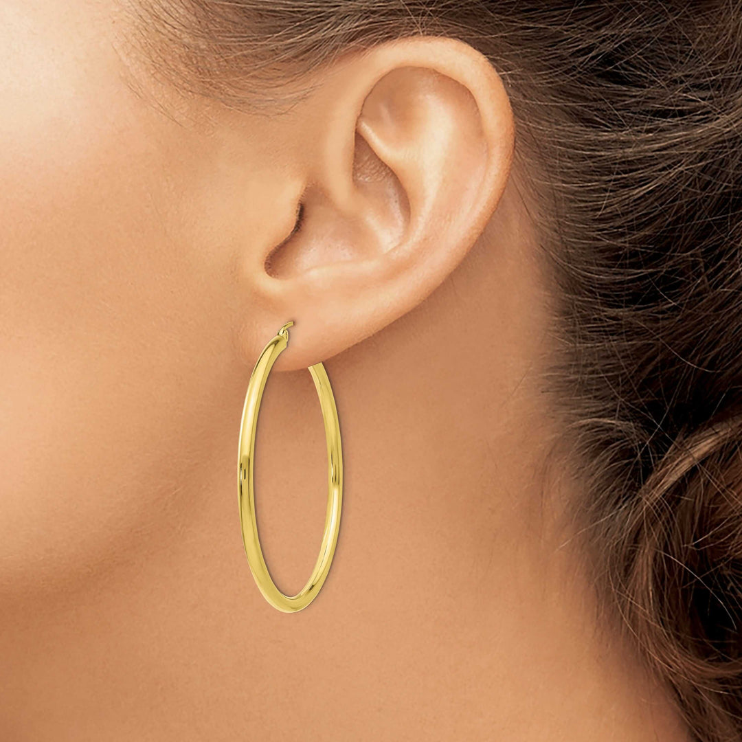 10k Yellow Gold Polished 2.5MM Round Hoop Earrings