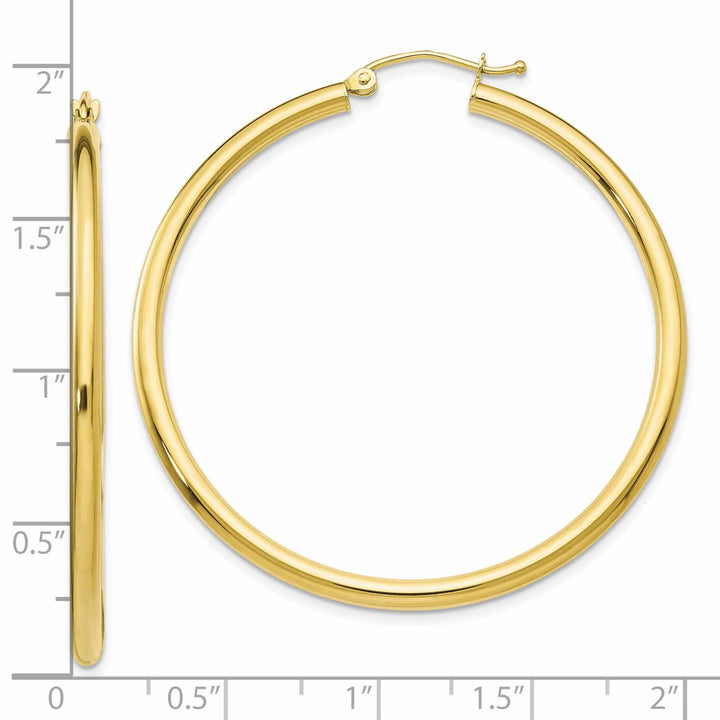 10k Yellow Gold Polished 2.5MM Round Hoop Earrings