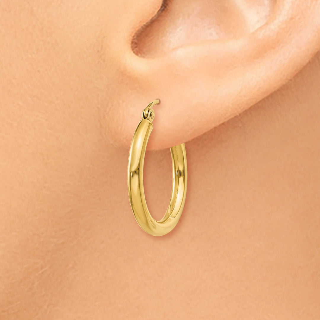 10k Yellow Gold Polished 2.5MM Round Hoop Earrings