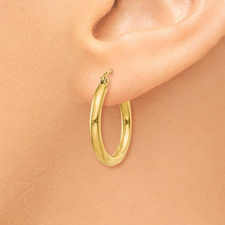 10k Yellow Gold Polished 2.5MM Round Hoop Earrings
