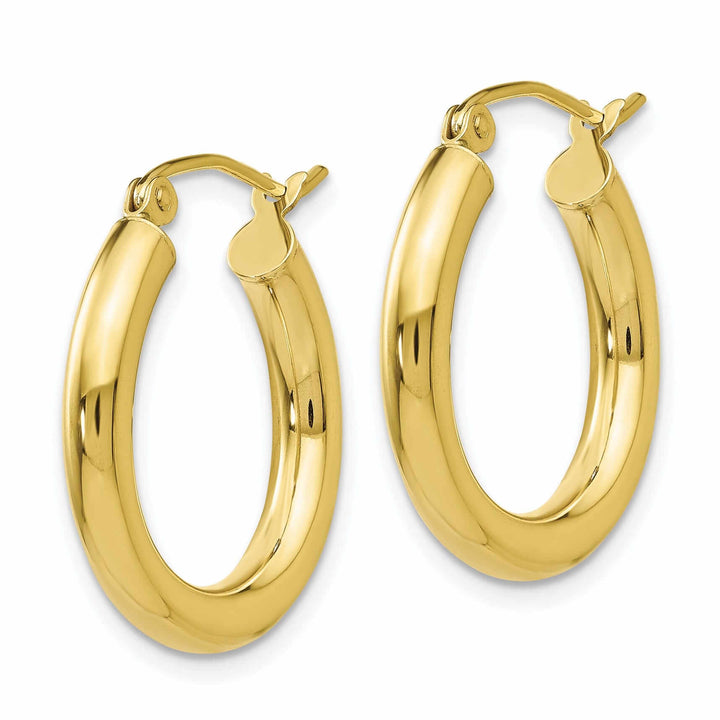 10k Yellow Gold Polish 3MM Wide Round Hoop Earring