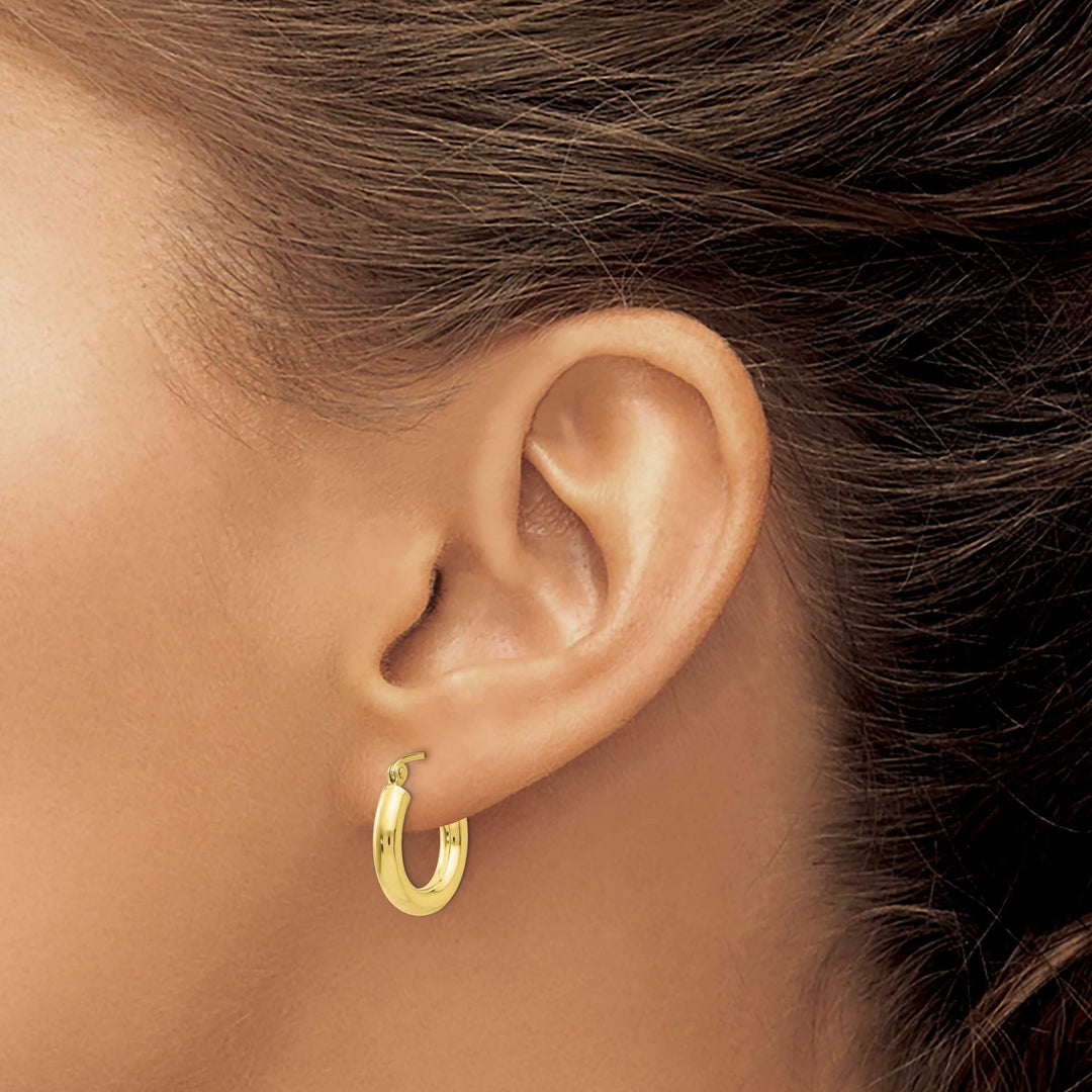 10k Yellow Gold Polish 3MM Wide Round Hoop Earring