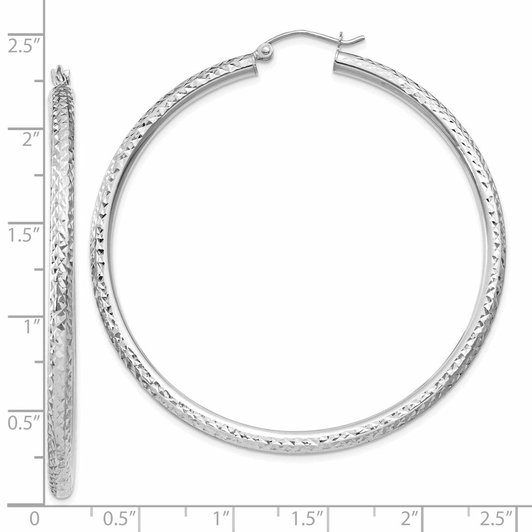 10k White Gold 3MM Polished Round Hoop Earrings