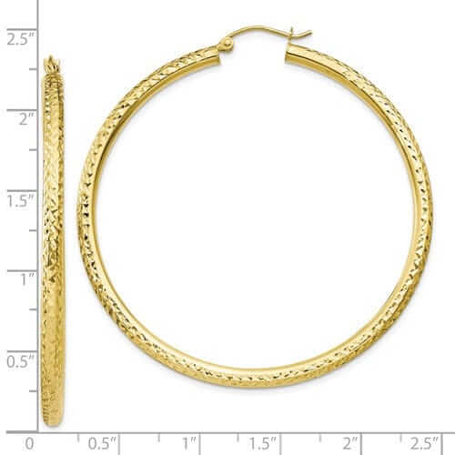 10k Yellow Gold D.C Polished Round Hoop Earrings