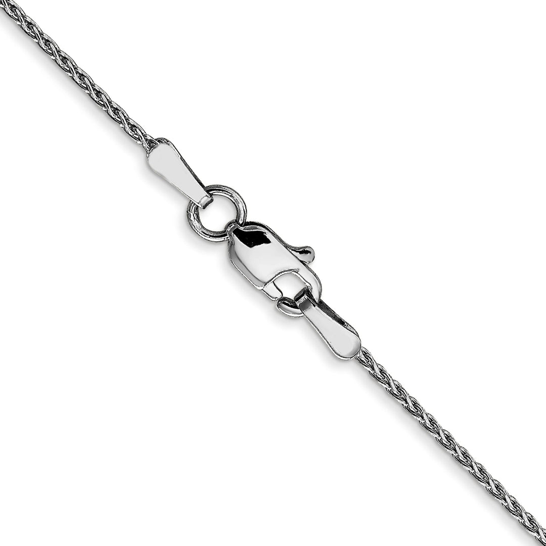 14k White Gold Round Diamond Cut Wheat Chain