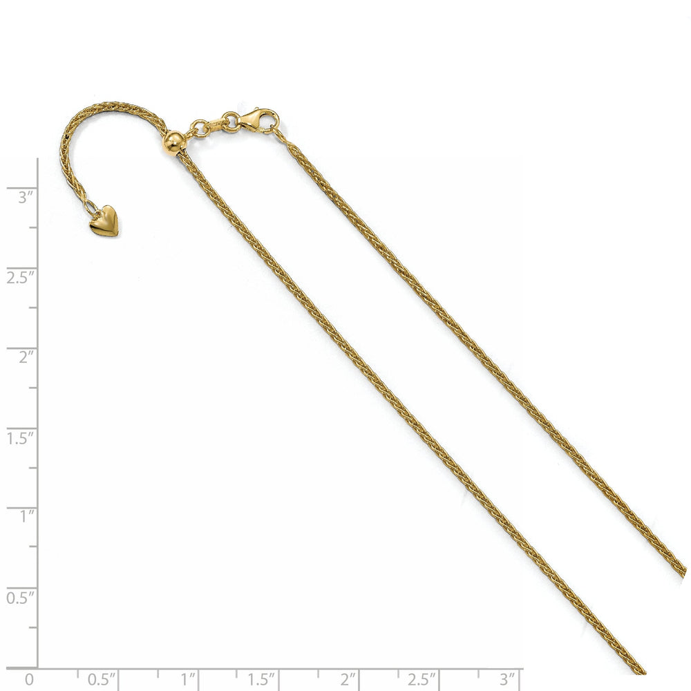 14k Yellow Gold 1.5 mm Adjustable Wheat Chain