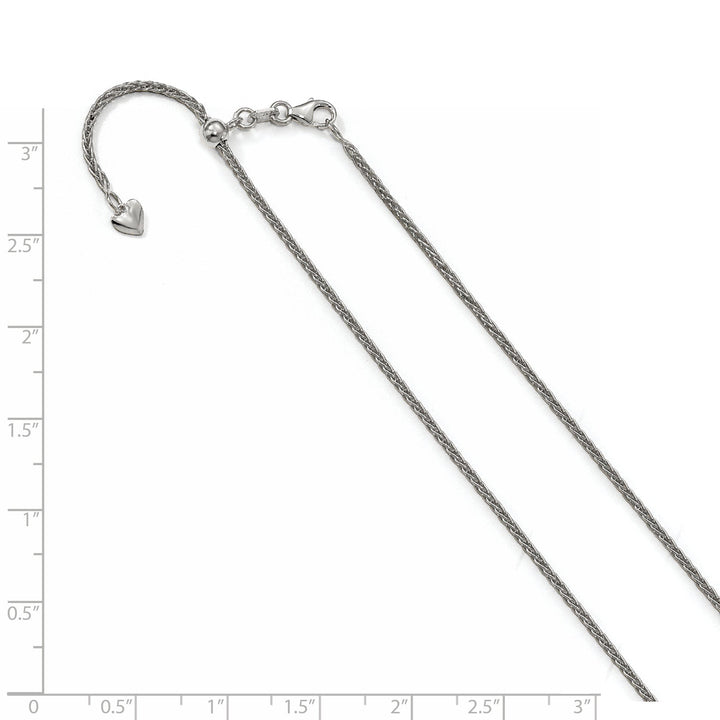 14K White Gold 1.5 mm Adjustable Wheat Chain