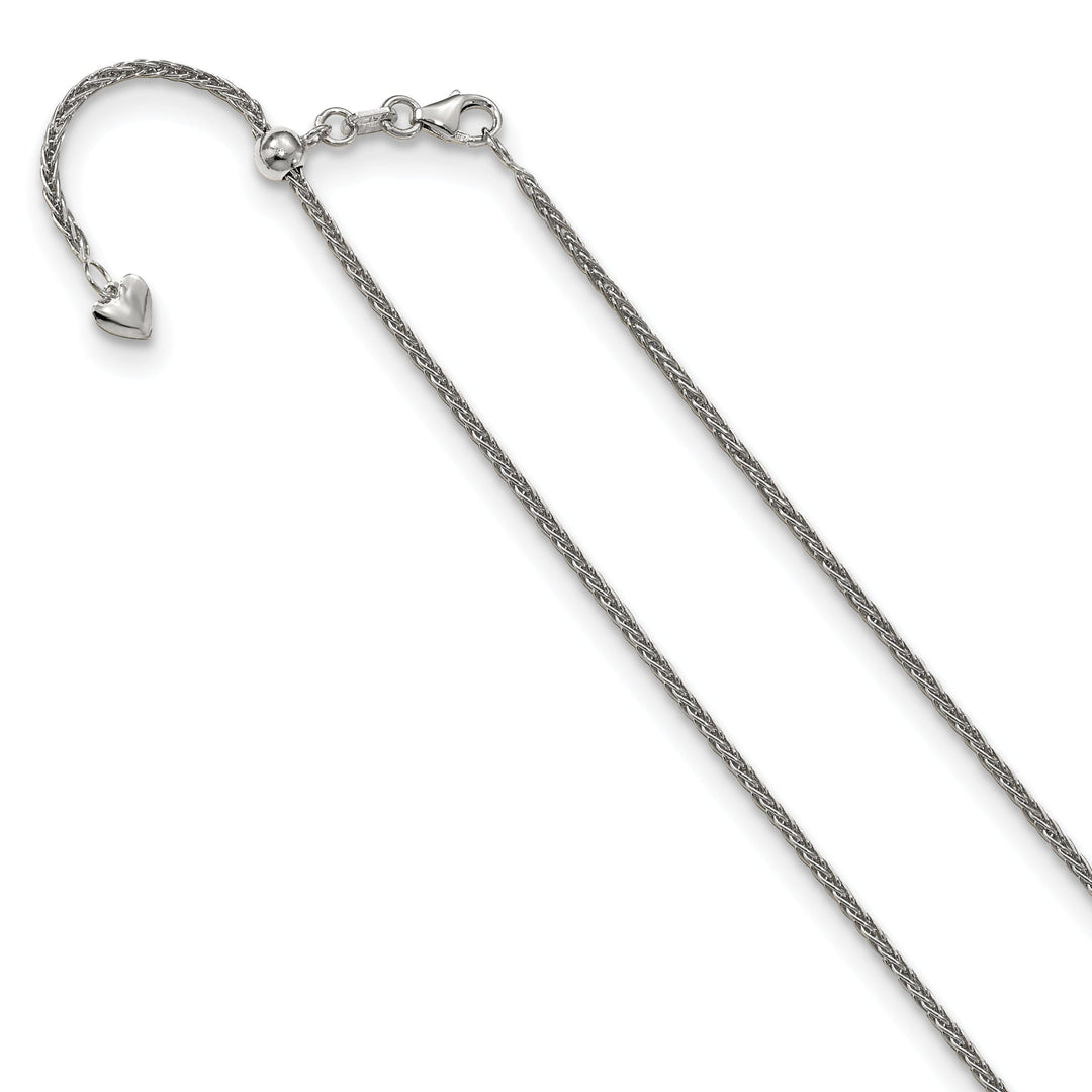 14K White Gold 1.5 mm Adjustable Wheat Chain