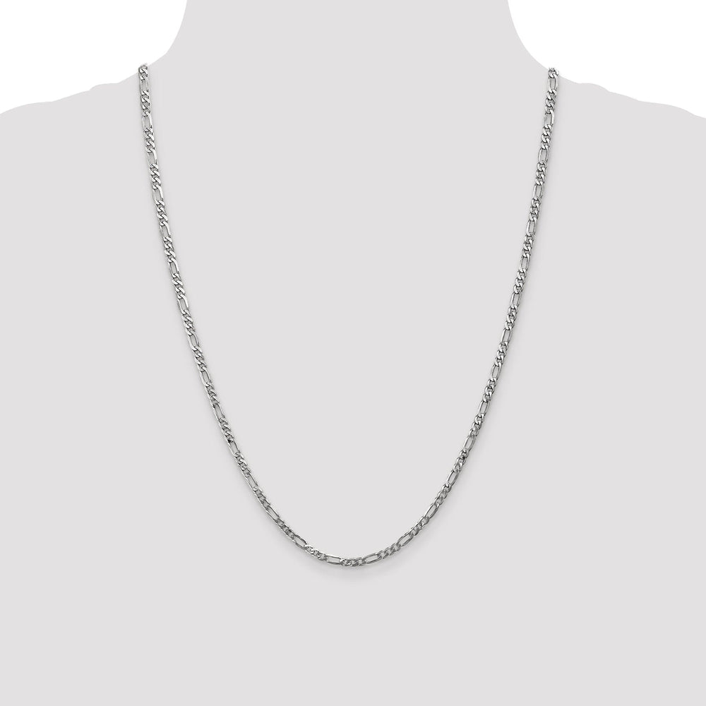 14k White Gold 3.0mm Flat Figaro Chain