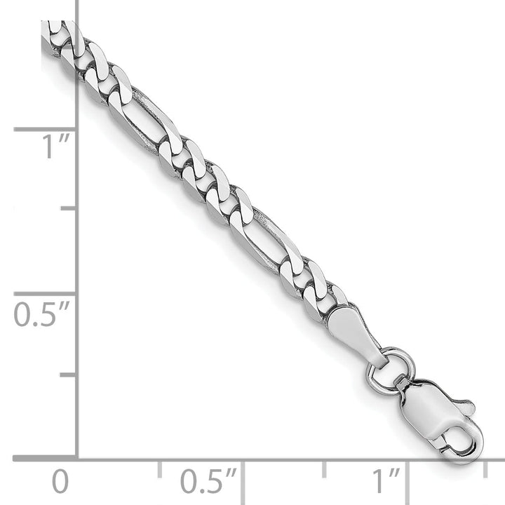 14k White Gold 3.0mm Flat Figaro Chain