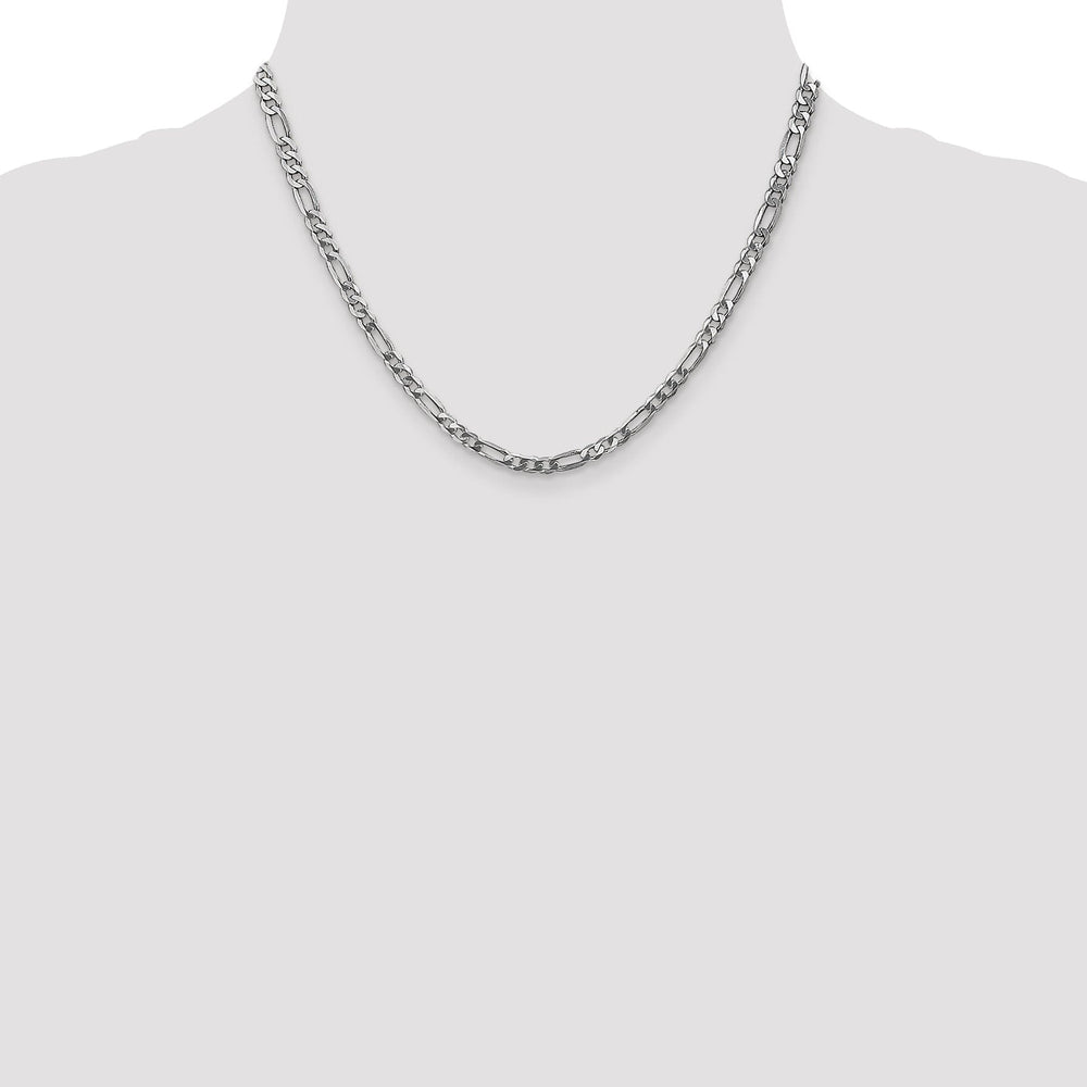 14k White Gold 4.0mm Flat Figaro Chain