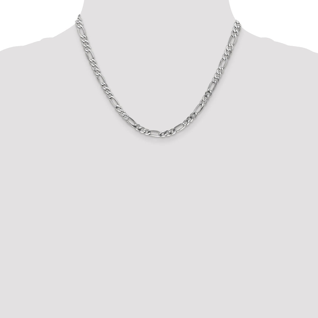 14k White Gold 5.0mm Flat Figaro Chain