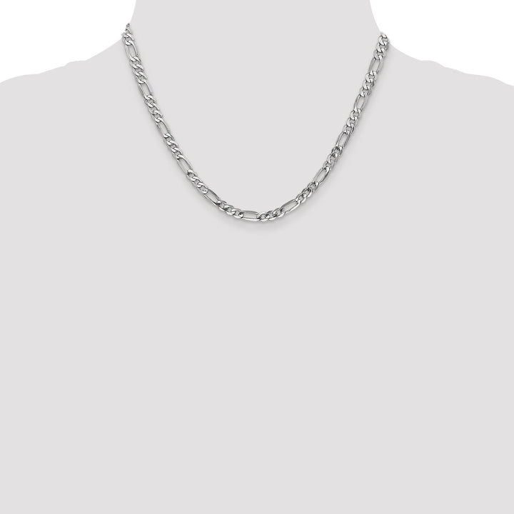 14k White Gold 5.0mm Flat Figaro Chain