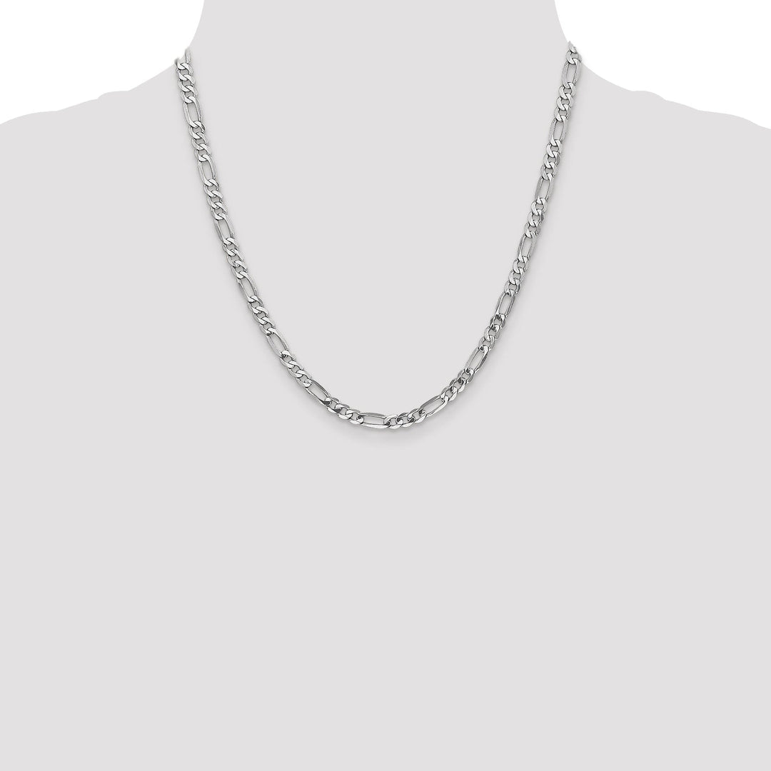14k White Gold 5.0mm Flat Figaro Chain