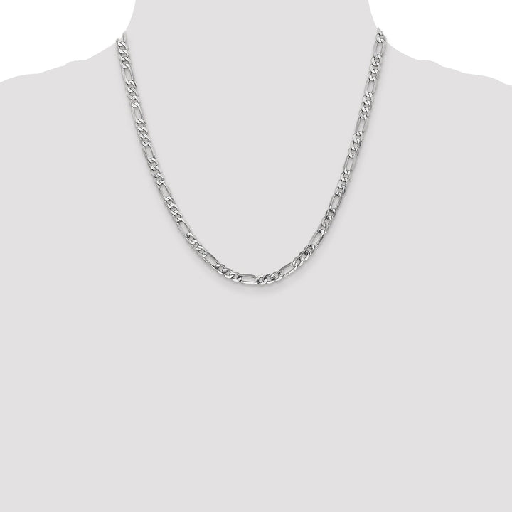 14k White Gold 5.0mm Flat Figaro Chain