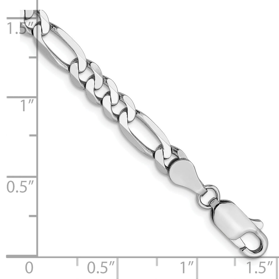 14k White Gold 5.0mm Flat Figaro Chain