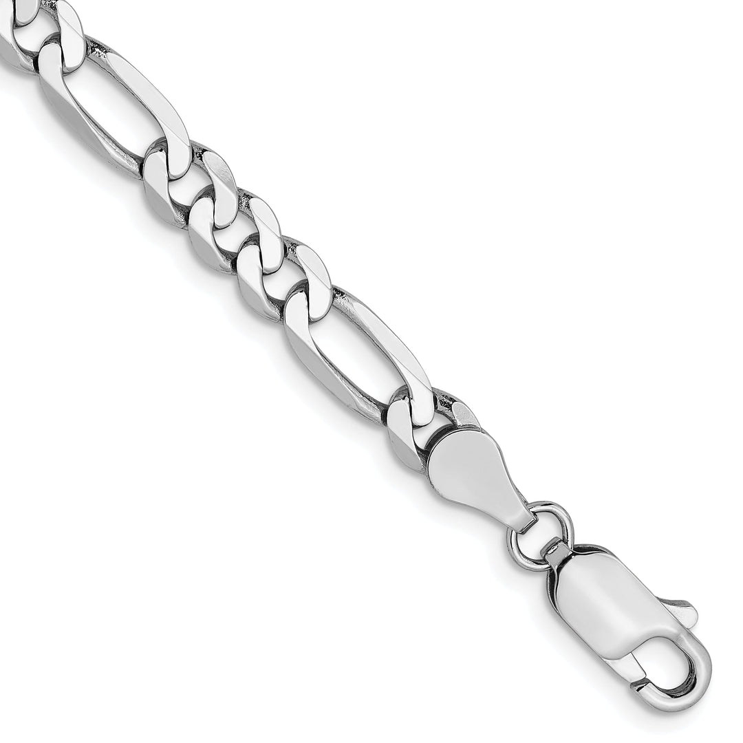 14k White Gold 5.0mm Flat Figaro Chain