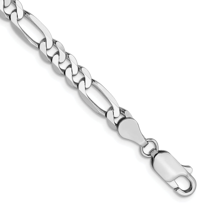 14k White Gold 5.0mm Flat Figaro Chain