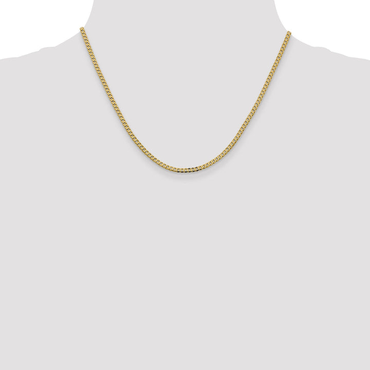 14k Yellow Gold 2.3mm Flat Beveled Curb Chain