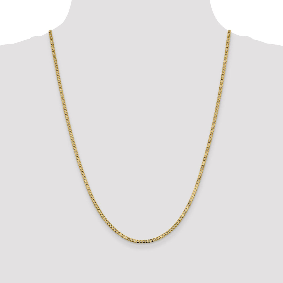 14k Yellow Gold 2.3mm Flat Beveled Curb Chain