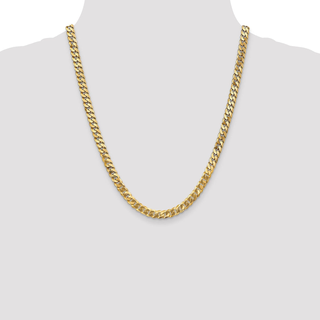 14k Yellow Gold 6.1mm Flat Beveled Curb Chain