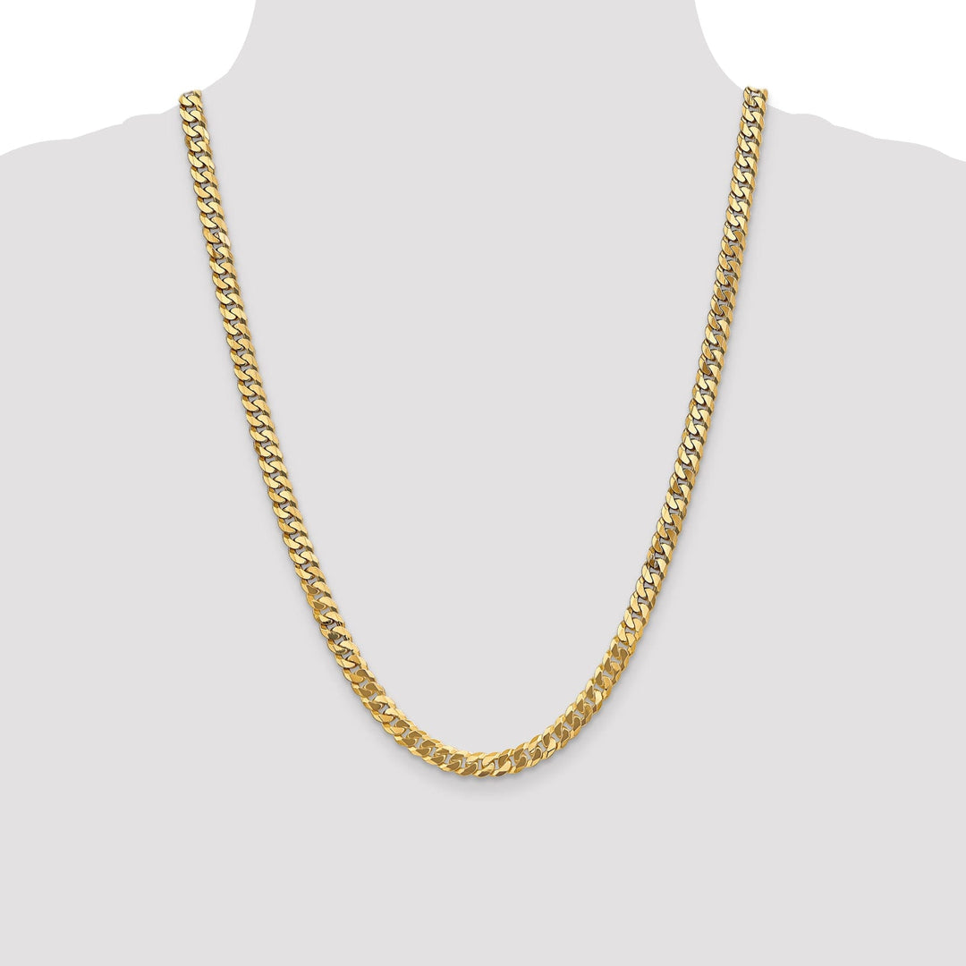 14k Yellow Gold 6.1mm Flat Beveled Curb Chain