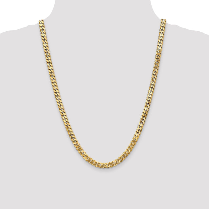 14k Yellow Gold 6.1mm Flat Beveled Curb Chain