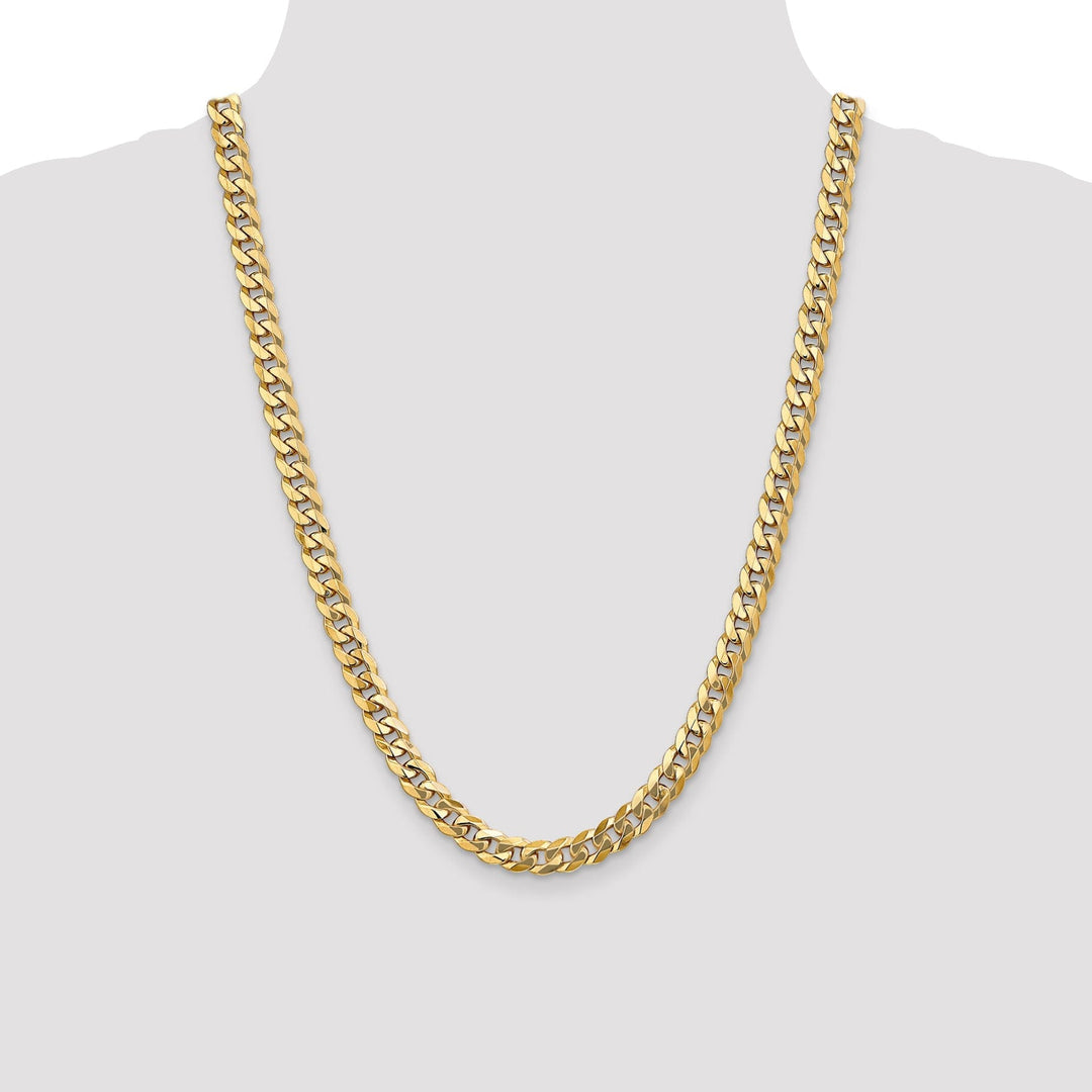 14k Yellow Gold 8mm Flat Beveled Curb Chain