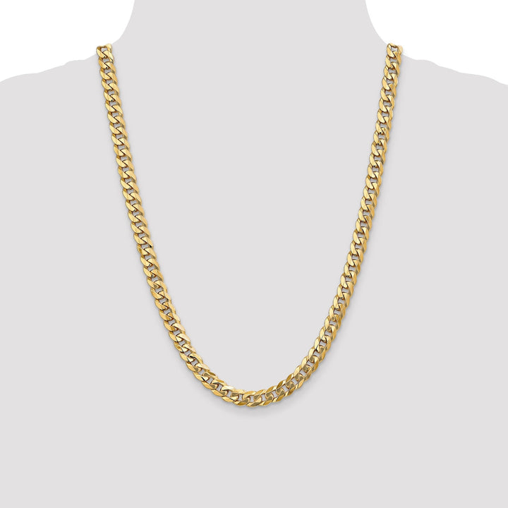 14k Yellow Gold 8mm Flat Beveled Curb Chain