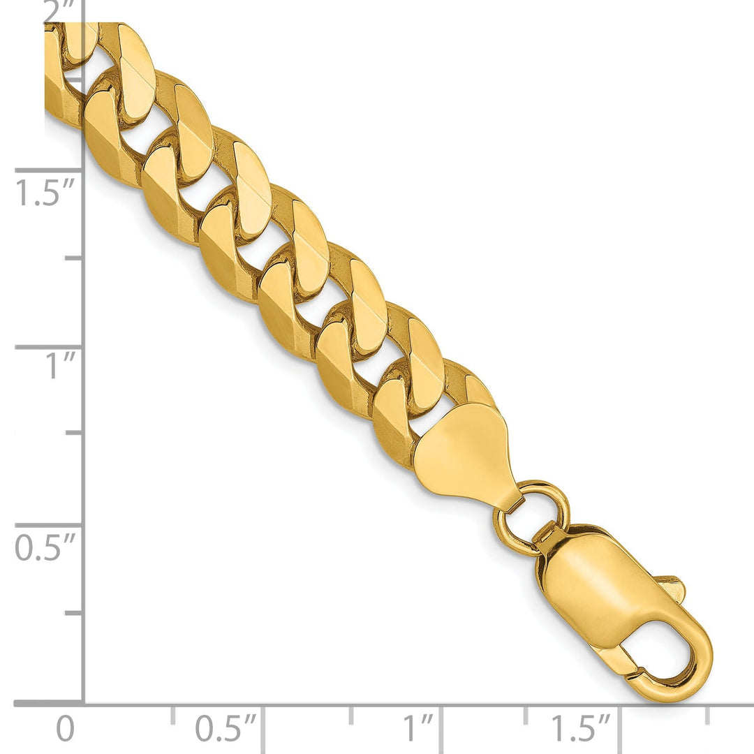 14k Yellow Gold 8mm Beveled Curb Chain