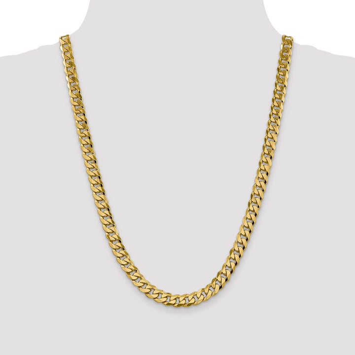 14k Yellow Gold 8.75mm Flat Beveled Curb Chain