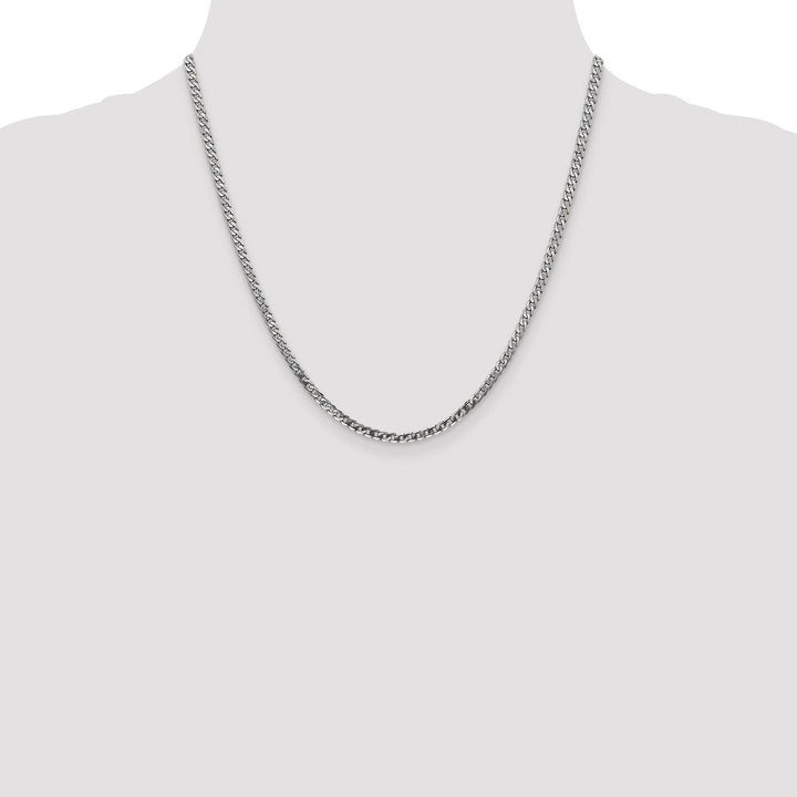14k White Gold 2.9mm Flat Beveled Curb Chain