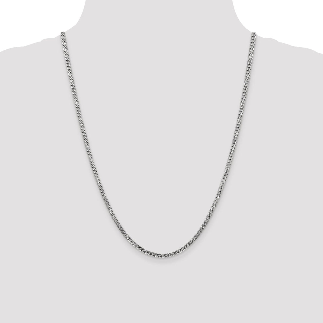 14k White Gold 2.9mm Flat Beveled Curb Chain