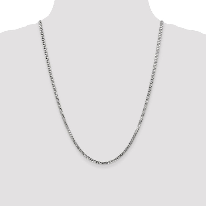14k White Gold 2.9mm Flat Beveled Curb Chain