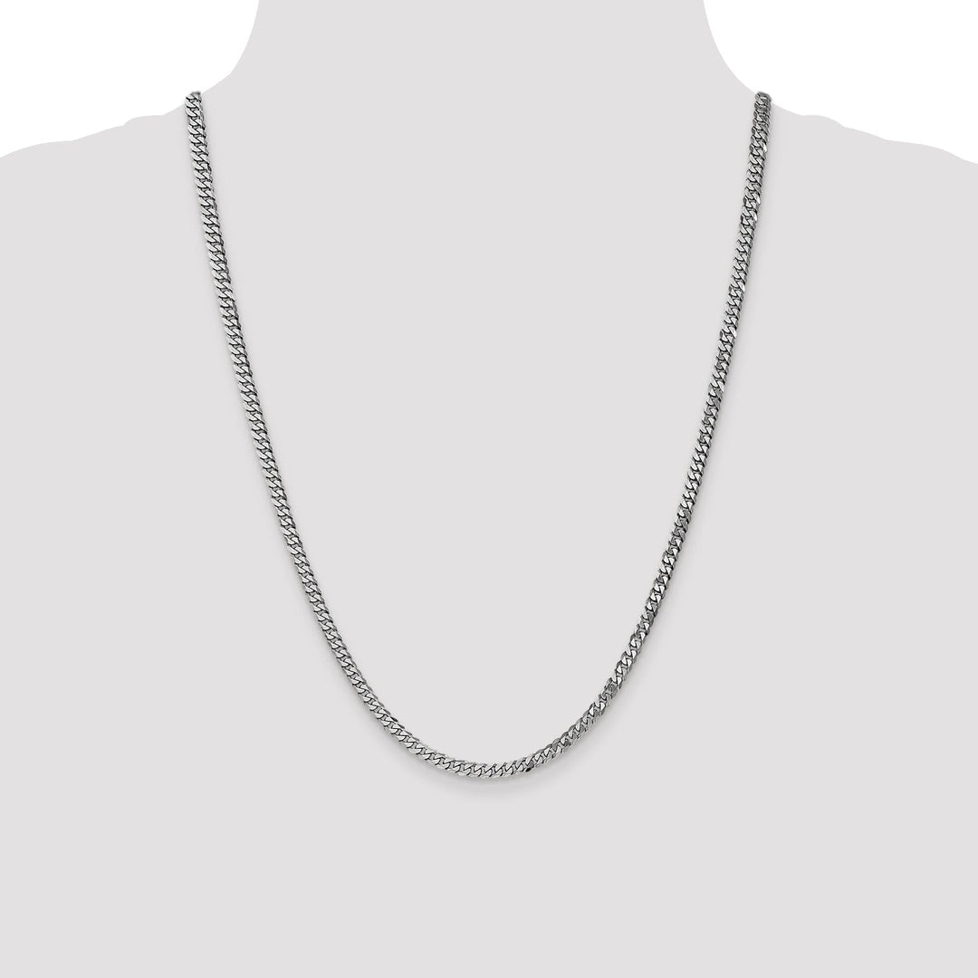 14k White Gold 3.9mm Flat Beveled Curb Chain