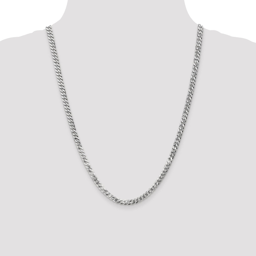 14k White Gold 4.5mm Flat Beveled Curb Chain