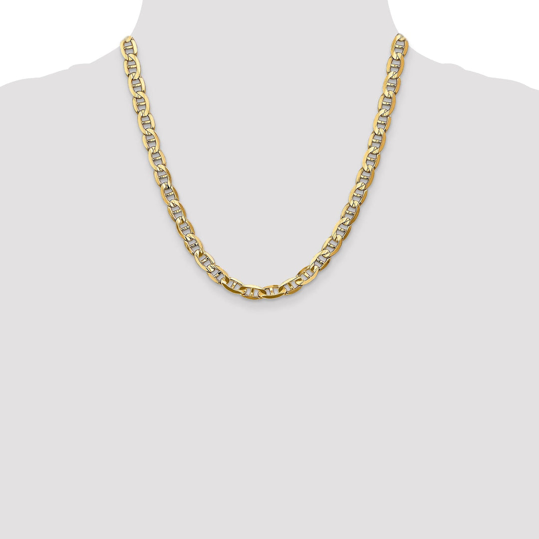 Leslie 14k Yellow Gold 7mm Concave Anchor Chain