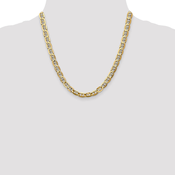 Leslie 14k Yellow Gold 7mm Concave Anchor Chain