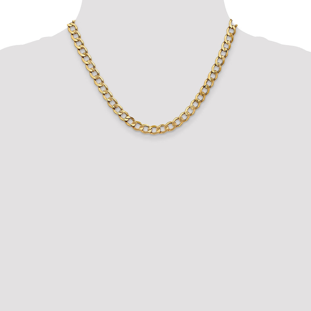 14k Yellow Gold 7.0m SemiSolid Curb Link Chain